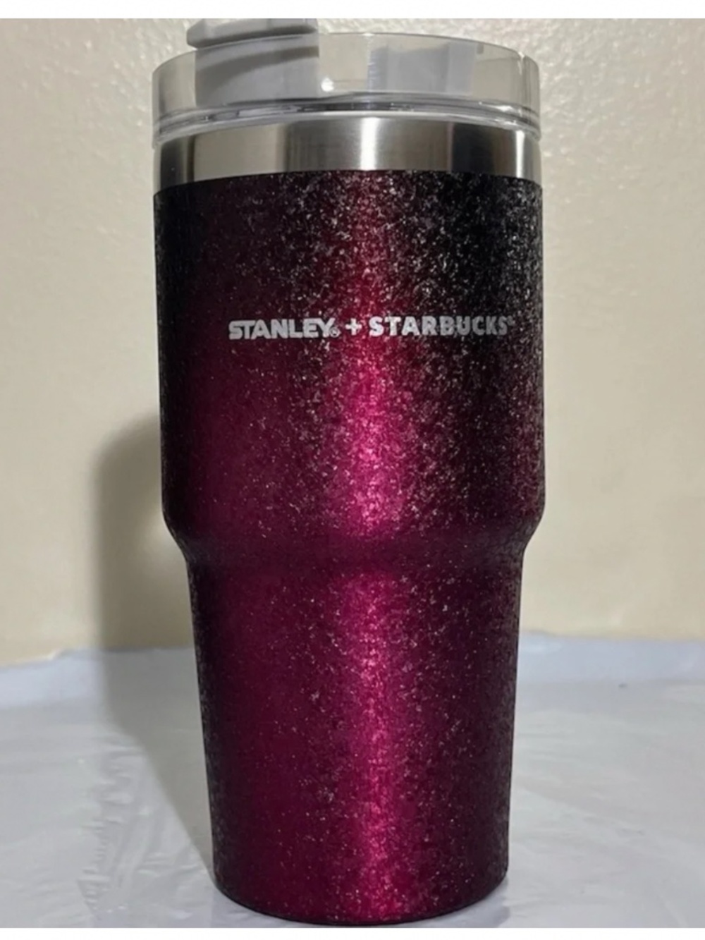 Starbucks Stanley red Tumbler china gradient new ice crack straw burgundy 20oz